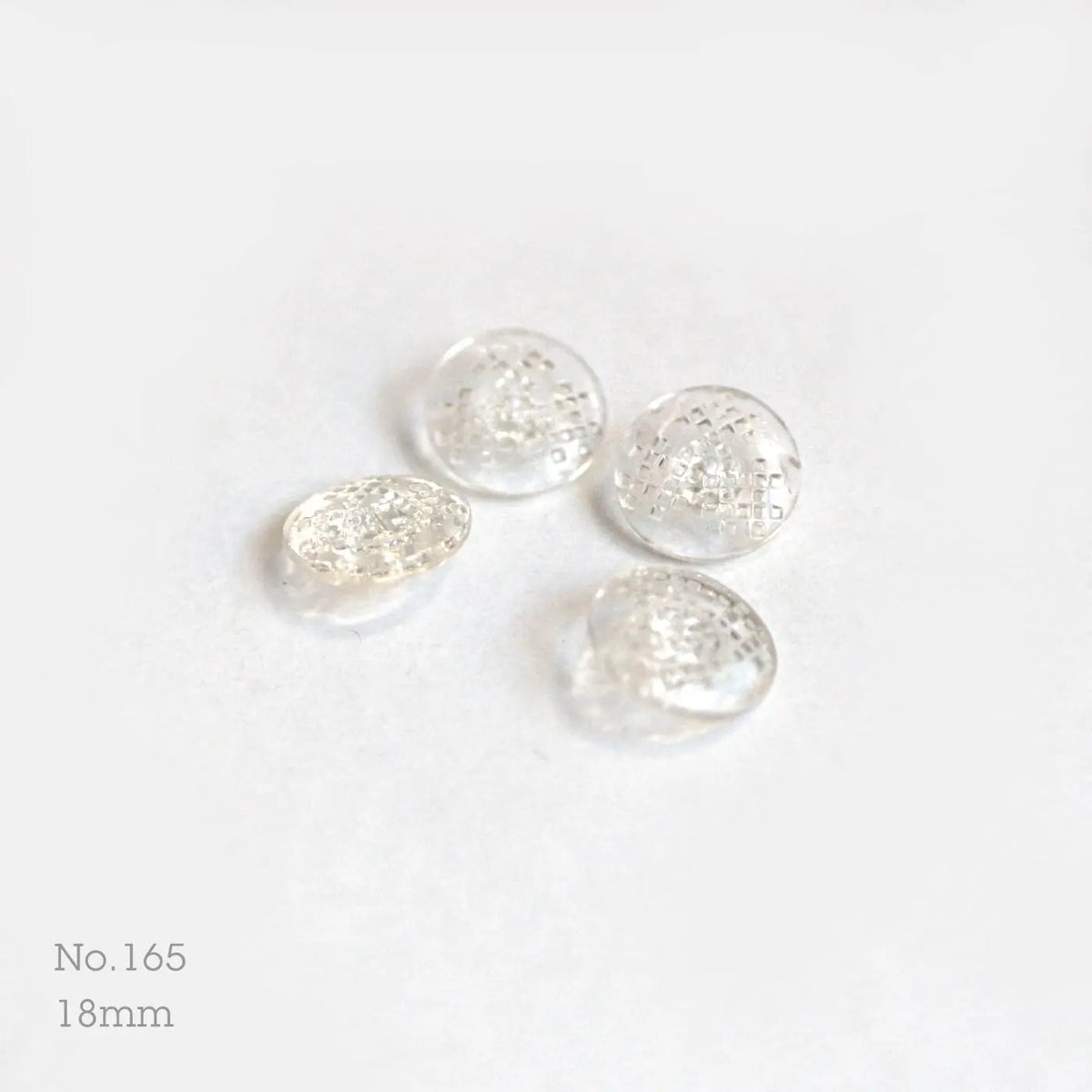No.165 | Boutons vintages identiques en verre transparent 18 mm | Lot de 4