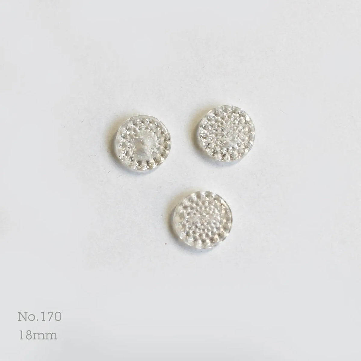 No.170 | Boutons vintages en verre transparent 18 mm | Lot de 3