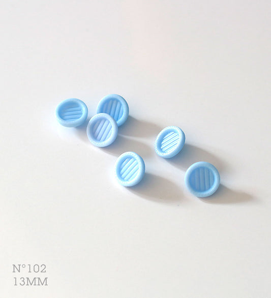 No.102 | ヴィンテージガラス同型ボタン（ライトブルー） 13mm | 6個セット