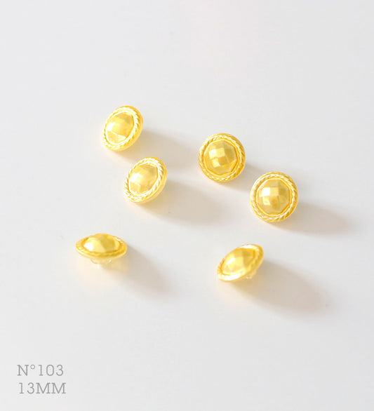 No.103 | ヴィンテージガラス同型ボタン（パールイエロー） 13mm | 6個セット