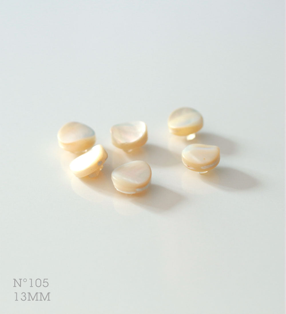 No.105 | Vintage thick mother-of-pearl buttons, plastic shank, 13 mm | Set of 6