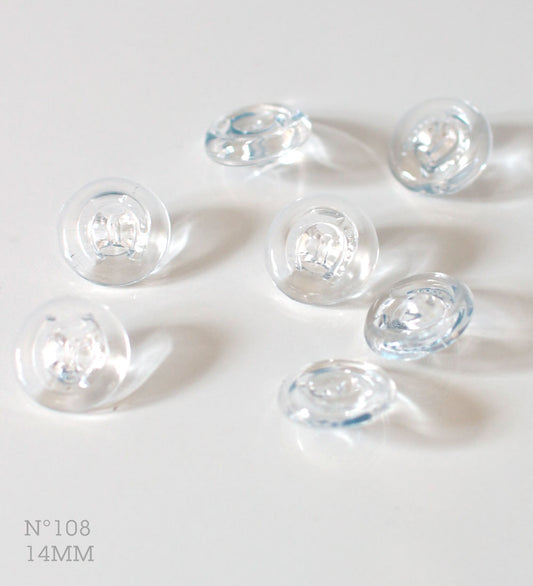 No.108 | ヴィンテージ透明ガラス同型ボタン（蹄鉄模様） 14mm | 7個セット