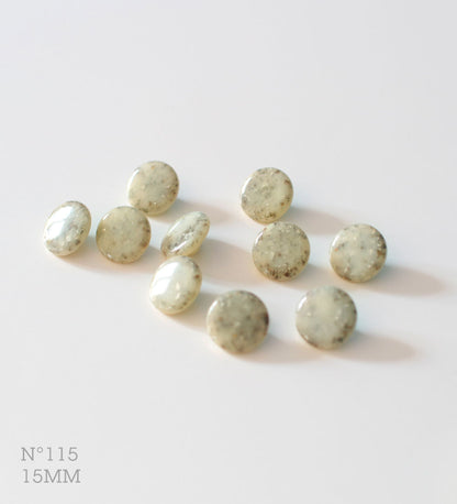No.115 | ヴィンテージプラスチック同型ボタン（ラメ入りベージュアイボリー） 15mm | 10個セット