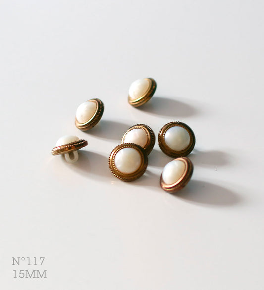 No.117 | ヴィンテージプラスチック＆メタル同型ボタン 15mm | 7個セット