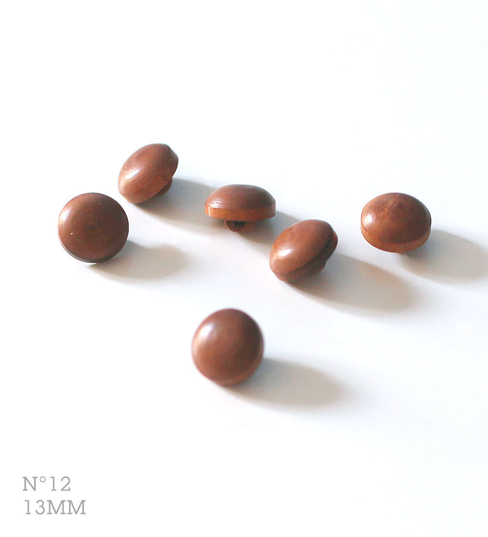 No.12 | Boutons identiques vintages en bois 13 mm | Lot de 6