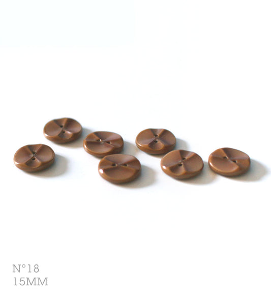 No.18 | ヴィンテージセルロイド同型ボタン（裏面メタル・ブラウン） 15mm | 7個セット