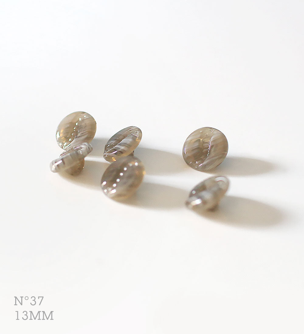 No.37 | ヴィンテージガラス同型ボタン（グレー系グラデーション） 13mm | 6個セット