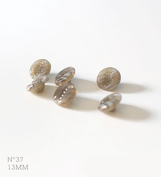 No.37 | ヴィンテージガラス同型ボタン（グレー系グラデーション） 13mm | 6個セット
