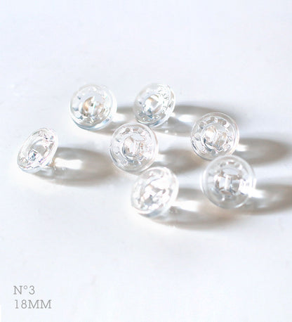 No.3 | Boutons identiques vintages en verre clair transparent 18 mm | Lot de 7