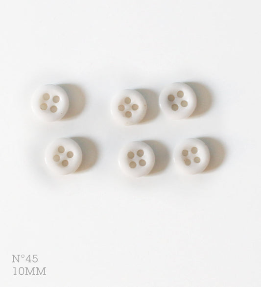 No.45 | ヴィンテージガラス同型ボタン（ホワイト） 10mm | 6個または7個セット