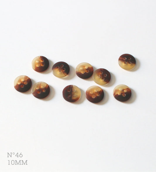 No.46 | ヴィンテージプラスチック同型ボタン（オーカー＆ブラウン） 10mm | 10個セット