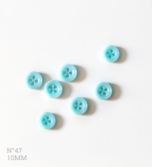 No.47 | ヴィンテージガラス同型ボタン（ライトブルー） 10mm | 7個セット