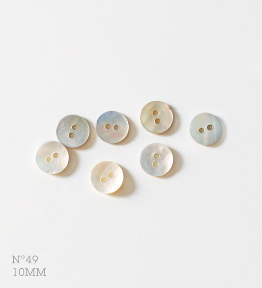 No.49 | マザーオブパール（白蝶貝）ボタン 10mm | 6個または7個セット