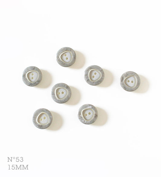 No.53 | ヴィンテージラメ入りプラスチック同型ボタン（グレー） 15mm | 7個セット