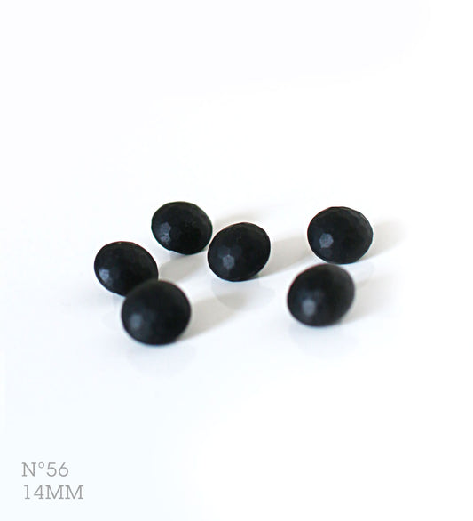No.56 | ヴィンテージマットガラス同型ボタン（ブラック） 14mm | 6個セット