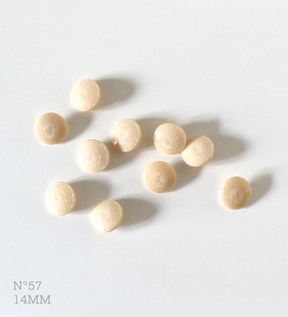 No.57 | Boutons identiques vintages en verre, ivoire 14 mm | Lot de 10
