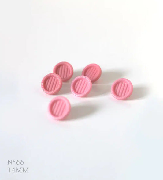 No.66 | ヴィンテージ ピンクガラスボタン（同一） 14 mm | 6個セット