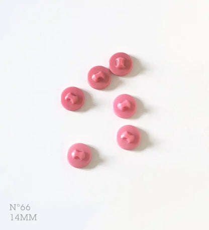 No.66 | Boutons identiques vintages en verre, rose 14 mm | Lot de 6