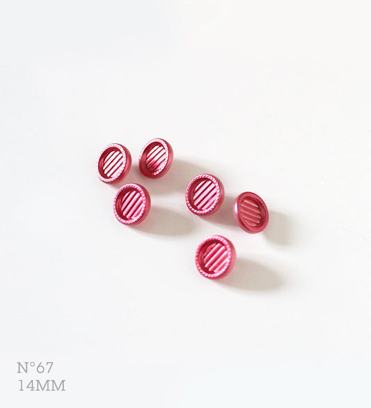 No.67 | ヴィンテージガラスほぼ同型ボタン（パールピンク） 14mm | 6個セット