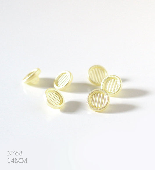No.68 | ヴィンテージガラスほぼ同型ボタン（パールライトイエロー） 14mm | 6個セット