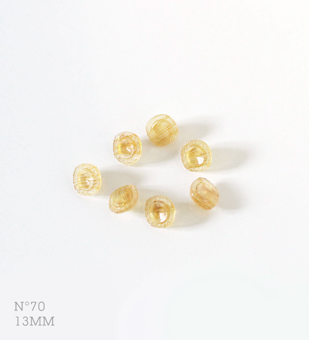 No.70 | Vintage identical glass buttons, ochre shades, 13 mm | Set of 7