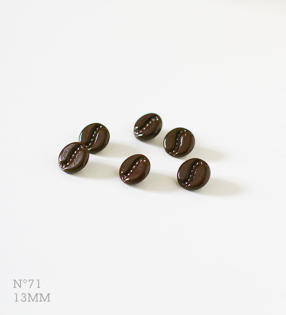 No.71 | Boutons identiques vintages en verre, marron 13 mm | Lot de 6