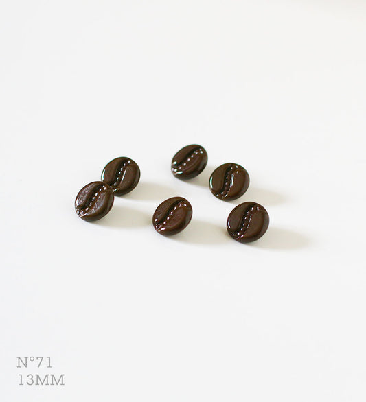 No.71 | ヴィンテージガラス同型ボタン（ブラウン） 13mm | 6個セット