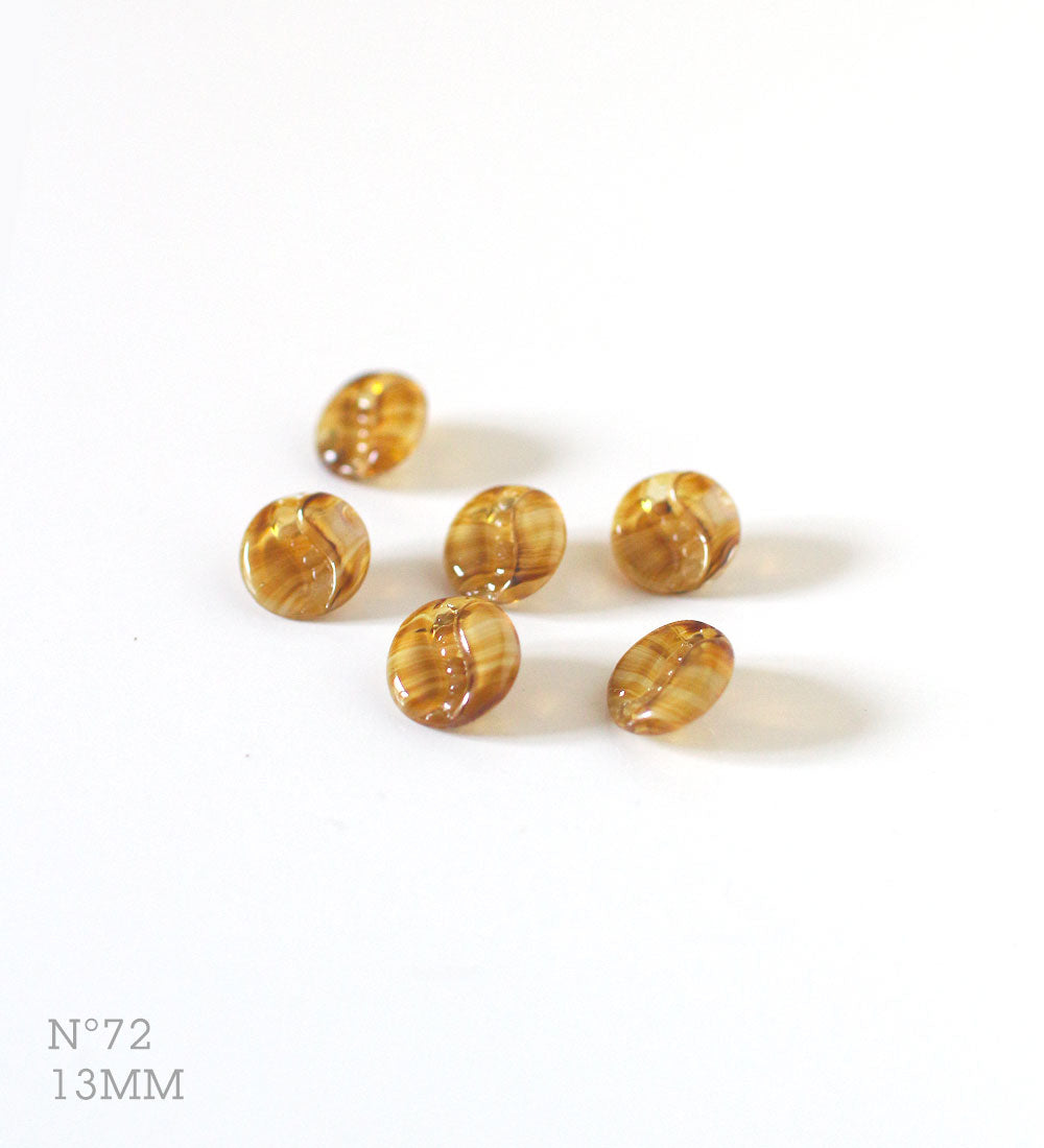 No.72 | Vintage identical glass buttons, ochre shades, 13 mm | Set of 6