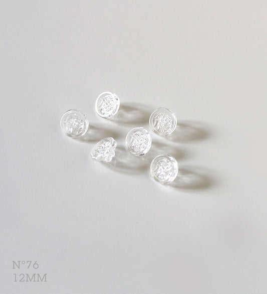 No.76 | ヴィンテージ透明ガラス同型ボタン 13mm | 6個セット
