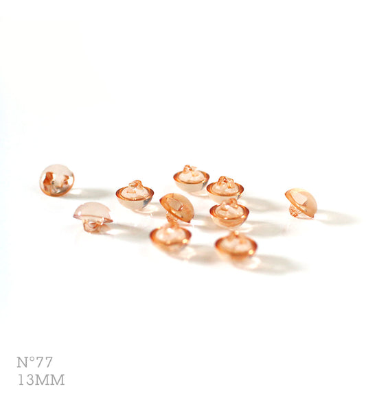 No.77 | ヴィンテージ透明プラスチック同型ボタン（微オレンジ） 13mm | 10個セット