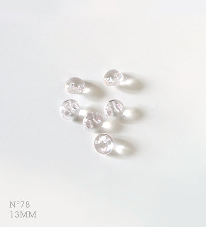 No.78 | Boutons identiques vintages en plastique transparent à peine violet 13 mm | Lot de 6