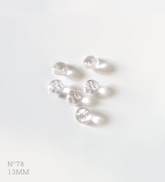 No.78 | ヴィンテージ透明プラスチック同型ボタン（極淡いパープル） 13mm | 6個セット
