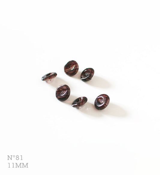 No.81 | ヴィンテージ透明ガラス同型ボタン（プラムブラウン系グラデーション） 11mm | 6個セット