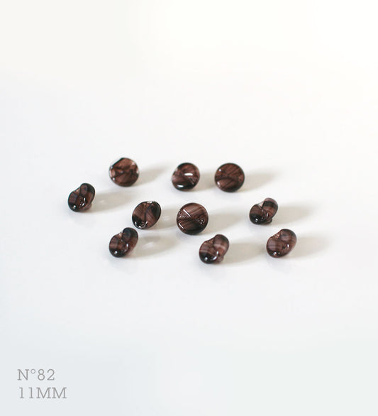 No.82 | ヴィンテージ透明ガラス同型ボタン（プラムブラウン系グラデーション） 11mm | 10個セット
