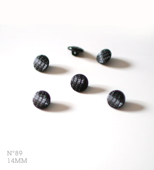 No.89 | ヴィンテージガラス同型ボタン（ブラック） 14mm | 6個セット