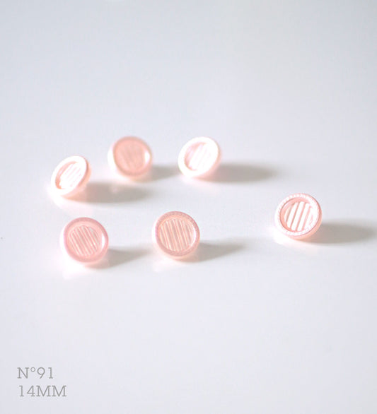 No.91 | ヴィンテージガラス同型ボタン（パールパステルピンク） 14mm | 6個セット