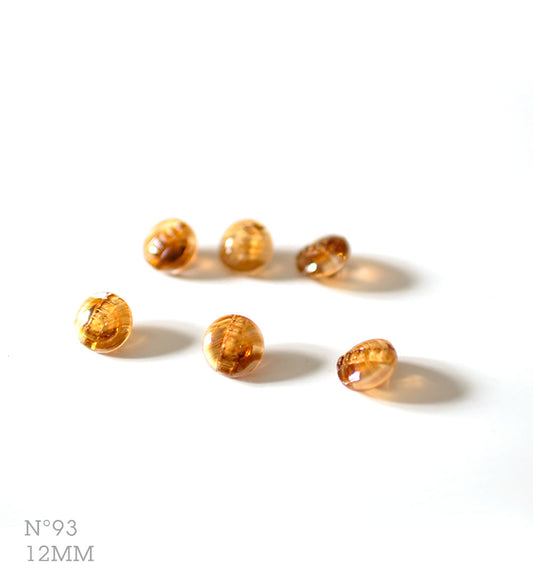 No.93 | ヴィンテージガラス同型ボタン（オーカー系グラデーション） 14mm | 6個セット
