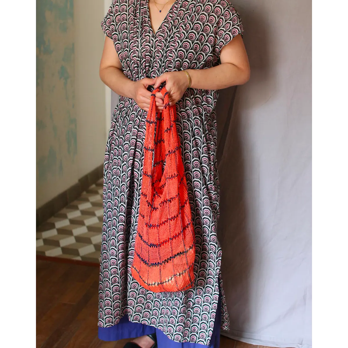 Original hand-knitted bag, soft volume