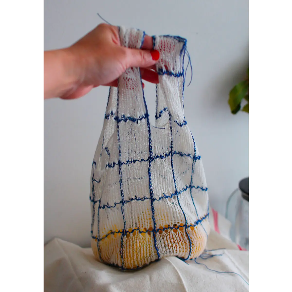 Original hand-knitted bag, contemporary design