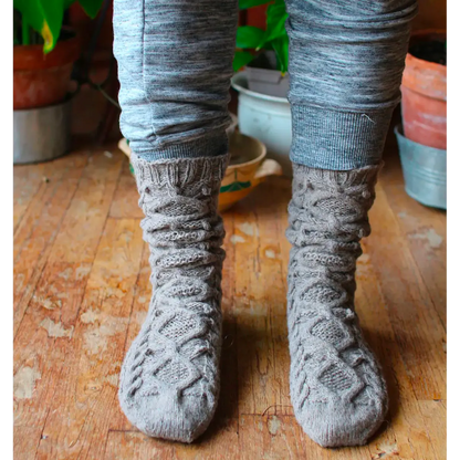 Hand-knitted Fantasy Aran sweater, complex cables