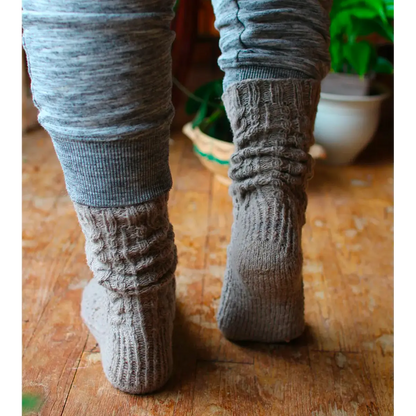 Hand-knitted Fantasy Aran sweater, side view