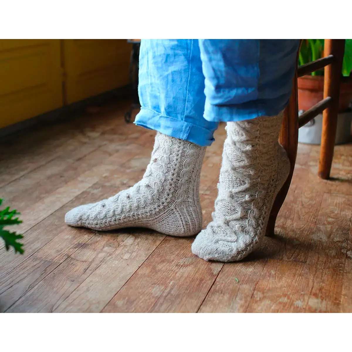 Hand-knitted Fantasy Aran sweater, rich texture