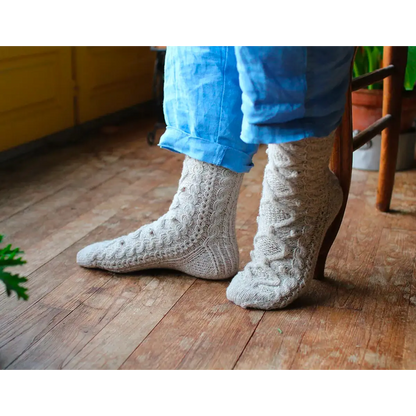 Hand-knitted Fantasy Aran sweater, rich texture