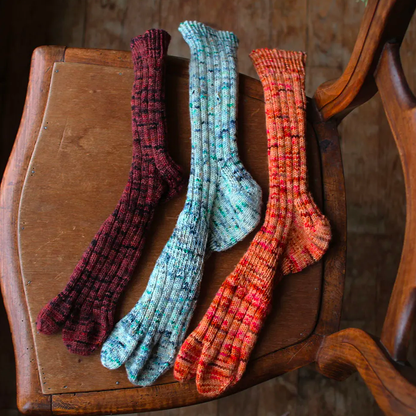 Hand-Knitted Dimanche Socks, Ribbed Pattern
