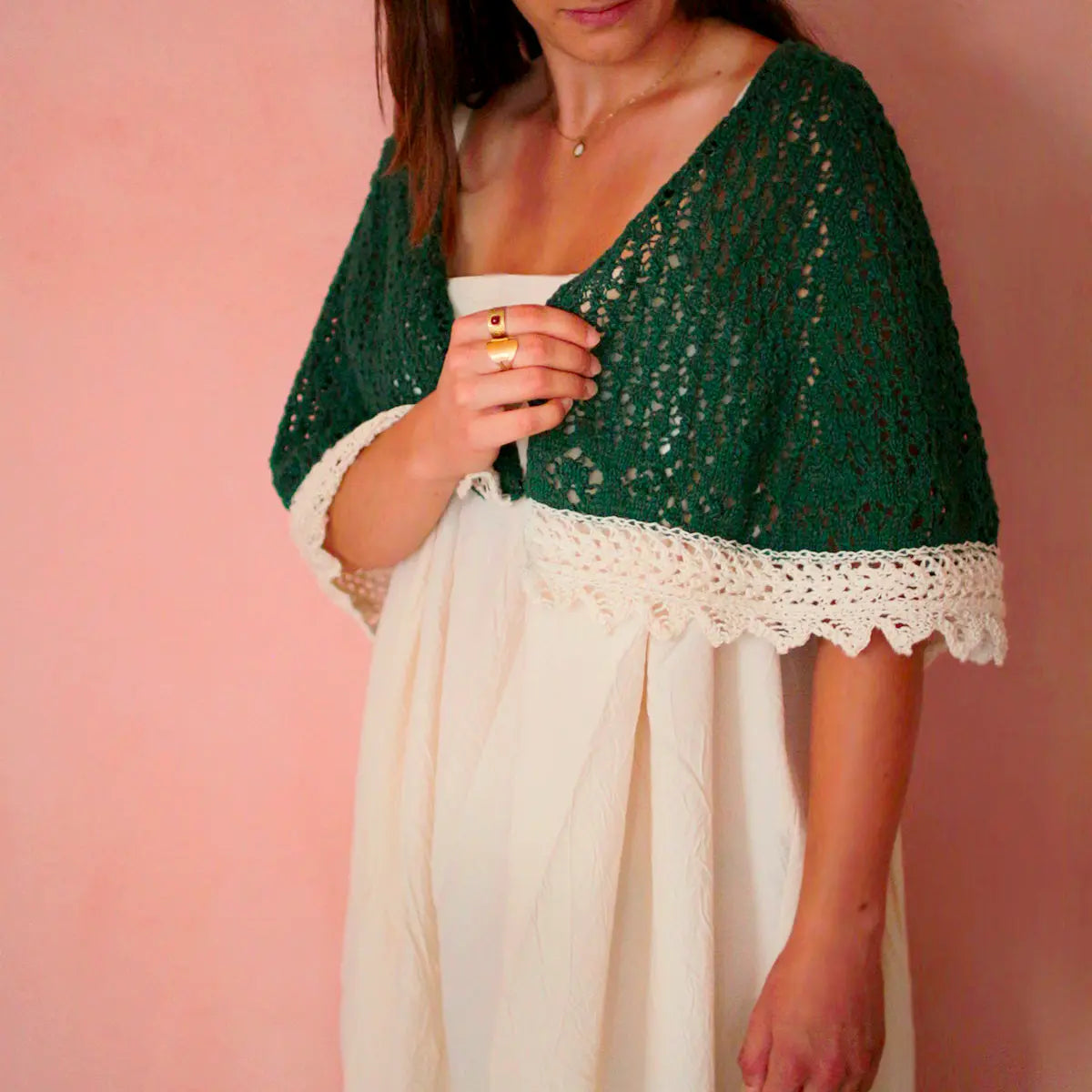 Hand-knitted Gloriette sweater, front view