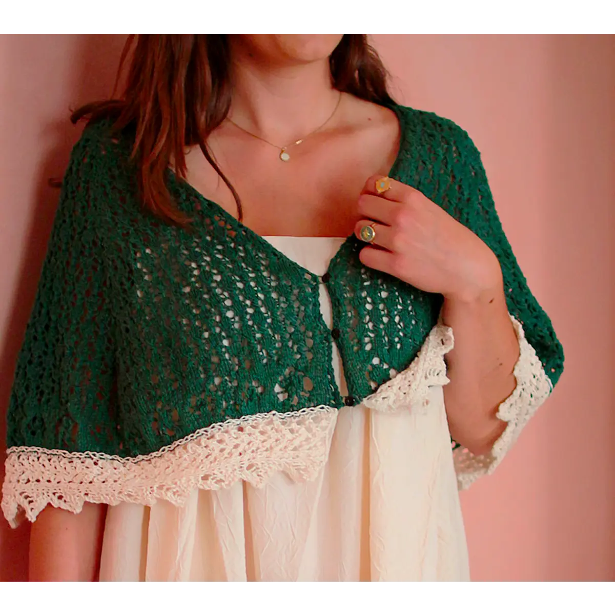 Hand-knitted Gloriette sweater, openwork pattern