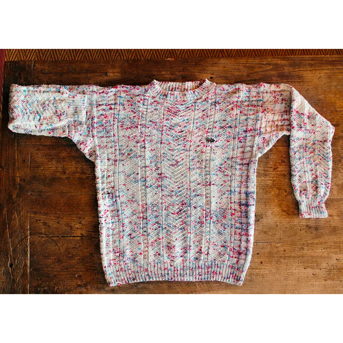 Hand-knitted Groomed Snow sweater, structured knit