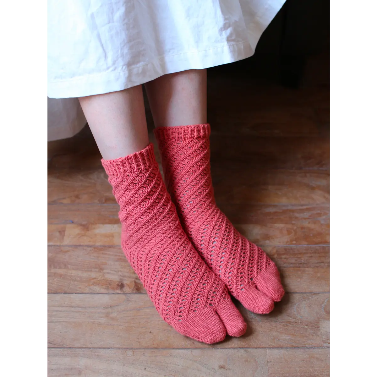 Hand-knitted summer Tabi socks