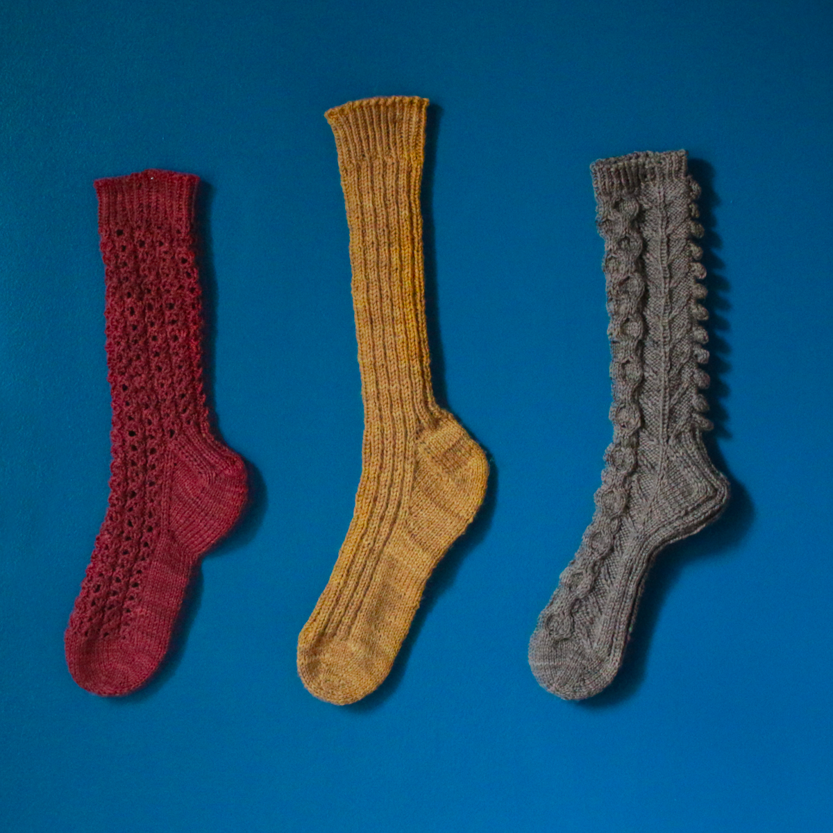 Trio of Hand-Knitted Socks