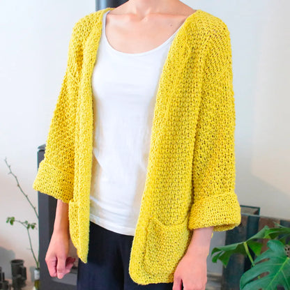 Booklet Kit No.4: Summer vest with a waffle and airy brioche stitch pattern, printed pattern + yarn + pouch
